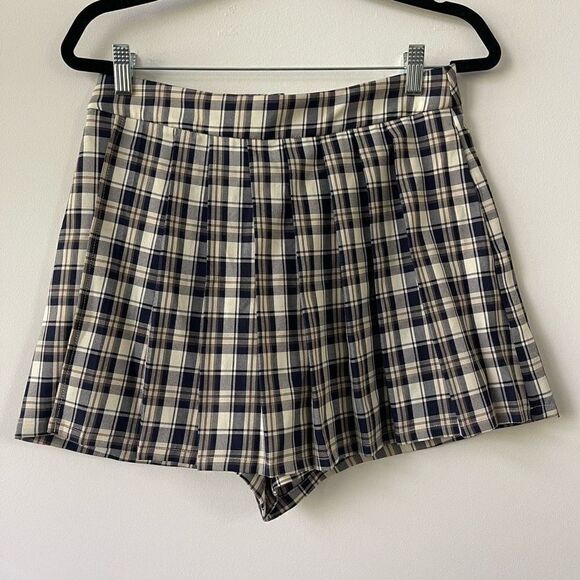 Lovely Day Women's Plaid High Waisted Black & Cream Skort Size L - Picture 1 of 7